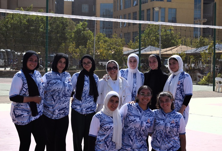 part of the  Egyptian Russian University girls volleyball team’s participation in the friendly universities championship at Badr University