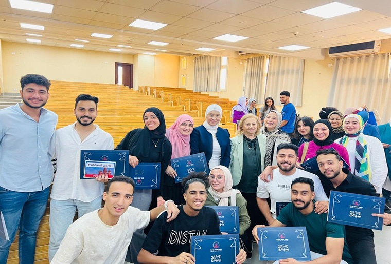 Snapshots from the cultural day of the English language Department at the Faculty of Al-Alsun, Egyptian-Russian University, featured cultural and civilizational performances, as well as an exhibition showcasing models of English culture.